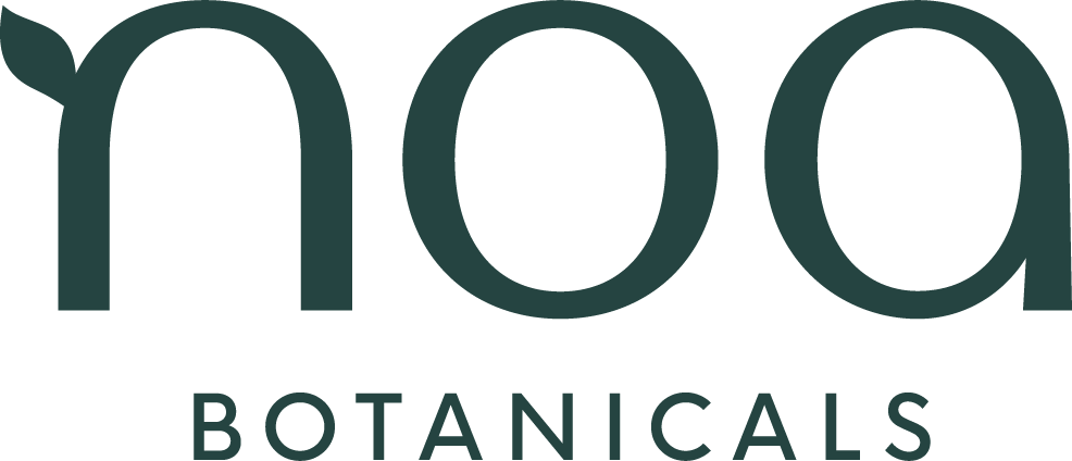 Logo with the text "noa BOTANICALS" in green, featuring a leaf on the letter 'n'.